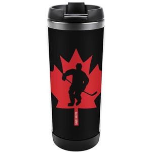 Canada Hockeyspeler Maple Leaf Grappige Reizen Koffie Mokken Dubbelwandige Thee Cup Voor Kantoor Geschenken