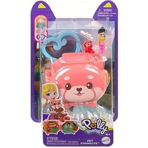 Mattel Polly Pocket Pet Connects - HKV49 - Red Panda Micro Playset - figuur + dier + accessoires