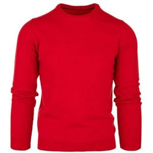 Cashmere Zone Herentrui met ronde hals, 100% puur kasjmier, zeer zacht en warm, normale pasvorm, perfect voor elk seizoen, Rood, L