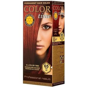 Color Time Permanente Haarkleur Gel | Verrijkt met Royal Jelly en Vitamine C | Permanente Haarkleuring | Kleur 65 Vuurrood | 100 ML