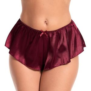 Satini Satijn Soepele french knickers Rok Korte broek Satijnen broekjes Ondergoed (Wijnrood, M)