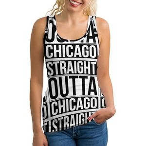 Straight Outta Chicago Tanktop voor dames, mouwloos T-shirt, pullover, vest, atletisch, basic shirts, zomer bedrukt
