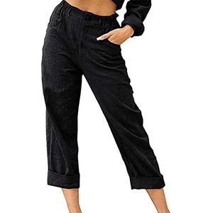 Dames linnen broek Zomerbroek 7/8 lengte broek Oversized bloeiers Lichte strandbroek Zachte comfortabele losse pasvorm Effen kleur broek Joggingbroek Elastische taille Vrijetijdsbroek