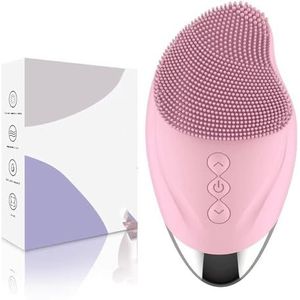 Gezichtsreinigingsborstel, ultrazachte siliconen gezichtsscrub, waterdichte sonische vibratie gezichtsborstel, kan diep reinigen en zachtjes masseren (roze)