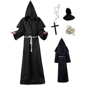 Middeleeuwse monnik gewaad priester gewaad Halloween cosplay kostuum mantel voor Halloween Carnival M