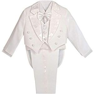 Lito Angels Tuxedo Smoking Kostuums & Blazers Pak Set van 5 Stuks met Vest Bruiloft Feest Formele Kleding Outfit voor Baby Jongens Maat 86 (Leeftijd 12-18 maanden) Wit