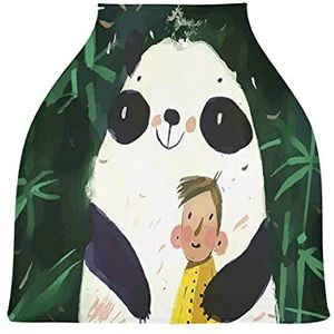 Groene Cartoon Vet Panda Baby Autostoelhoes Luifel Stretchy Verpleging Covers Ademend Winddicht Winter Sjaal voor Baby Borstvoeding Jongens Meisjes
