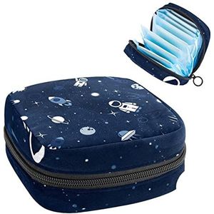 Maandverband Opbergtas, Periode Kit Bag voor school, Menstruatiekopzakje, Maandverband Pads Organizer Bag, Astronaut Ruimteschip Raket Moon