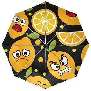 Schattige baby citroen oranje stip paraplu automatisch opvouwbaar automatisch open gesloten paraplu's winddicht UV-bescherming voor mannen vrouwen kinderen