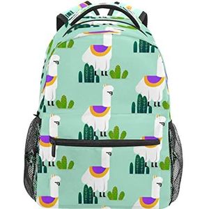 Cactus Alpaca Rugzak School Boek Tas Laptop Rugzakken Reizen Wandelen Camping Dag Pack, 1 kleur, One Size