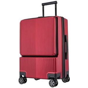 Koffer Trolleybagage met aluminium frame, zakenreiskoffer op wielen, koffer met laptoptas (Color : Zipper4, Size : 22inch)