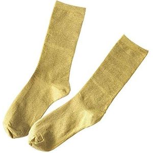 CENAST 2 paar dames nieuwigheid glitter enkelsokken casual dames heldere retro sox stapels sok, Goud, one size