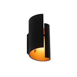 QAZQA - Moderne wandlamp zwart met gouden binnenkant - Faldo | Woonkamer | Slaapkamer | Keuken - Aluminium Cilinder - G9 Geschikt voor LED - Max. 1 x 40 Watt