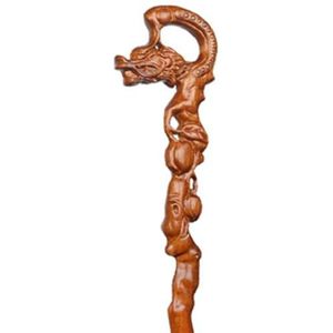 DQZRTUECA Handgesneden cirkelende draak wandelstok van palissanderhout 80-95 cm(92Cm(Use Height 177-178Cm))