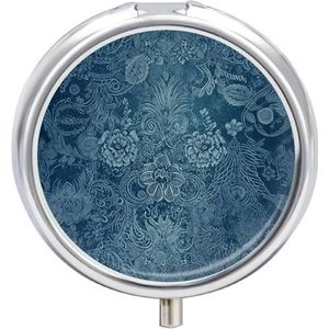 Draagbare Pillendoos Pil Case Blauw Bloemen Kant Reizen Pillendoos Kleine Pil Case Dagelijkse Pil Container Pil Organizer Pocket Geneeskunde Doos Leuke Pil Case
