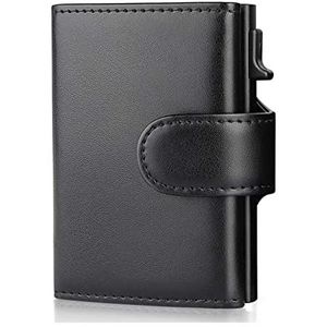DieffematicQ portemonnees voor dames Genuine Leather Men Wallets Card Holder Trifold Wallet Money Bags Smart Slim Thin Coin Pocket Wallet Purse (Color : Schwarz)