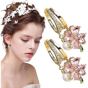 Kristallen oorbellen, Vier blad bloem oorbellen sieraden set, Flower Earring Set kerstcadeaus voor dochters meisjes Ximan
