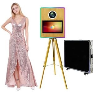 WideMeet Draagbare camera fotocabine met 15,6 inch touchscreen selfie photobooth DSLR fotocabine machine voor bruiloften feesten evenementen (fotocabine)