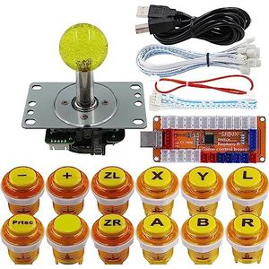 SJ@JX Arcade Game LED Controller Lamp USB Encoder Gamepad Cherry MX Microswitch Light Button 4-8way LED Joystick for Nintendo Switch PC PS3 Raspberry Pi MAME