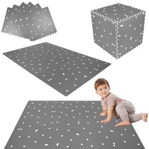 Humbi Puzzelmat, EVA-schuim voor baby's en kinderen, kruipmat, speelmat, fitnessmat, beschermmat, zwembadmat, vloerbescherming, 60 x 60 x 1 cm, 6 delen, grijze driehoeken