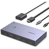 UGREEN - USB C KVM Switch - 4K60Hz - 1 PC 1 Laptop 1 Monitor - 4 USB 3.0 Poorten