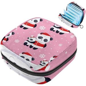 MUOOUM Kerst Panda Patroon Maandverband Opbergtas Draagbare Menstruatie Tas Voor Vrouwen Tiener Meisjes Menstruatie Cup Pouch Nursing Pad Houder