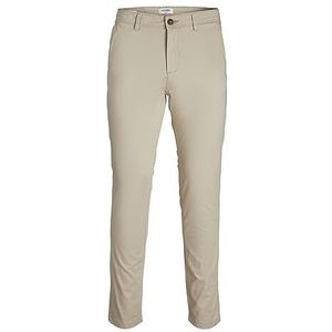 Heren JACK & JONES Chino Broek Stretch Pantalon Smal Model - Slim Fit Look JPSTMARCO JJBOWIE., Colour:Beige, Pant Size:30W / 30L, Beenlengte:L30