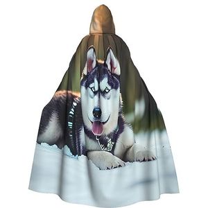 WURTON Husky Dog mystieke mantel met capuchon voor mannen en vrouwen, ideaal voor Halloween, cosplay en carnaval, 185 cm