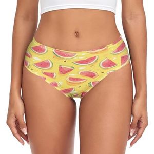 sawoinoa Gele tropische watermeloenvruchten onderbroek vrouwen medium taille slip vrouwen comfortabel elastisch sexy ondergoed bikini broekje, Mode Pop, S