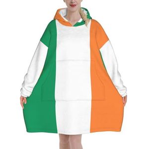 Oversized Ierse Vlag Hoodies Vrouwen Uk Pluizige Deken Hoodie Sherpa Vrouwen Fleece Draagbare Deken Mannen