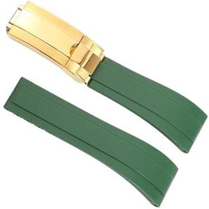 dayeer Waterdichte rubberen horlogeband voor Rolex Submariner YachtMaster Daytona horlogeband vervangende armband kettingaccessoires (Color : Green-gold, Size : 20mm)