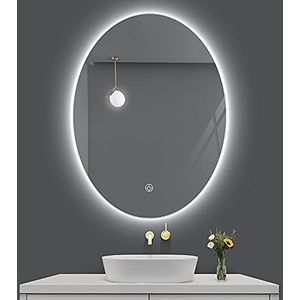 LED-badkamerspiegel ovaal, grote onbreekbare spiegels van gehard glas met dubbele verlichting, aan de muur gemonteerde make-upspiegel for make-up(Size:500mmx700mm/20inx28in)