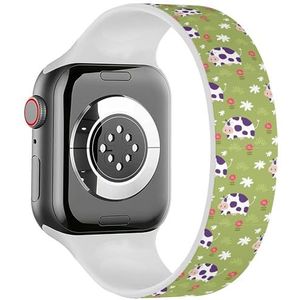 Solo Loop band compatibel met alle series Apple Watch 38/40/41mm (grappige koe print kinderen) rekbare siliconen band band accessoire, Siliconen, Geen edelsteen