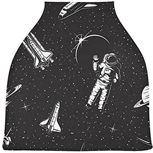 Space Black Astronaut Raket Baby Autostoelhoes Luifel Stretchy Verpleging Covers Ademend Winddicht Winter Sjaal voor Baby Borstvoeding Jongens Meisjes