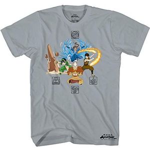 Avatar The Last Airbinder The Four Elements Officieel gelicentieerd T-shirt, Grijs, L