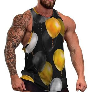 Luxe ballonnen in goud zilver en zwart heren tanktop grafische mouwloze bodybuilding T-shirts casual strand T-shirt grappige sportschool spier