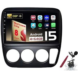 Android 15 Autoradio Sat Navi voor H-onda CR-V (1997-2001) 9 Inch Touchscreen Multimedia Speler met Draadloze Carplay GPS Navigatie FM RDS Bluetooth 5G-WiFi SWC DSP,M100s