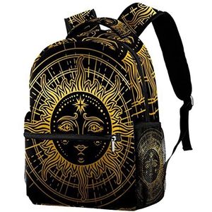 Rugzak Lichtgewicht Dagrugzak voor Shool Vintage Golden Boho Sun Patroon