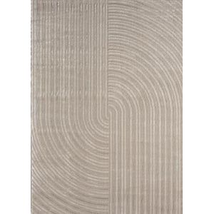 VIMODA Modern laagpolig tapijt, boho, woonkamer, slaapkamer, dun, met 3D hoog-laag-effect, onderhoudsvriendelijk, afmetingen: 160 x 230 cm, kleur: taupe