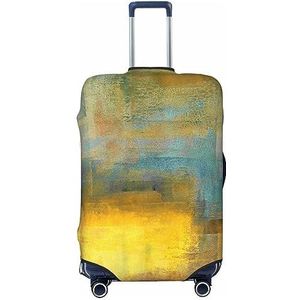 Bagagehoezen grijs en geel abstract kunst schilderij print elastische beschermende wasbare bagagehoes reizen stofdichte kofferhoes voor 45-81 cm bagage, Zwart, XL