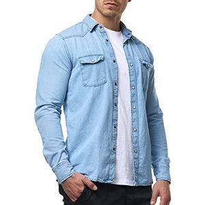 INDICODE Heren Mike Katoenen overhemd met 2 borstzakken Blue Wash X-Large