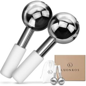 HanaEmi Roestvrijstalen Handschoenen voor gezichtsbehandelingen - 2 glazen Cryo Sticks, Gezichtsijsbollen, Koude Warme Derma Handschoenen Massager, Persoonlijke en professionele Gezichtsijsroller