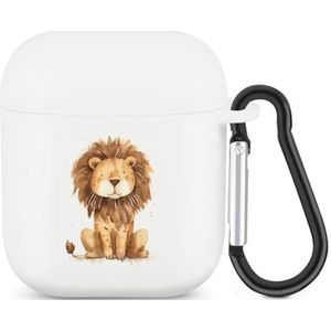 Leuke Leeuw Leuke Case Voor AirPods 2&1 Schokbestendige Beschermende Hoofdtelefoon Gevallen Cover Met Sleutelhanger Voor Mannen Vrouwen