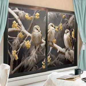 Rustieke vogel raamfolie bekleding platteland wilde vogels natuur landschap venster privacy film niet-klevende glasfilm decoratieve statische hechtfolie voor thuiskantoor 90 x 140 cm x 2 stuks