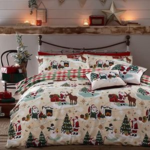 furn - Jolly Santa - Dekbedovertrekset - Crème/Rood - Eenpersoons