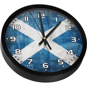 Wandklok werkt op batterijen, gemakkelijk te lezen, vintage vlag van Schotland, ronde stille klok 9,8 inch