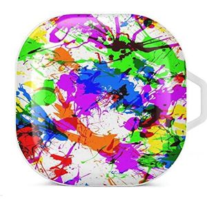 Paint Splatter Earbuds Case Compatibel met Samsung Hard Shell Beschermhoes Wit-Stijl