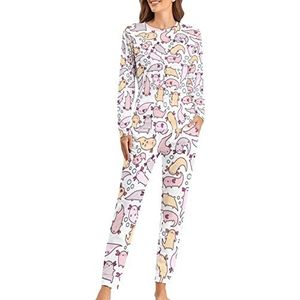 Schattige Baby Axolotl Mode 2 STKS Womens Pyjama Sets Lange Mouw Nachtkleding Nachtkleding Loungewear Stijl