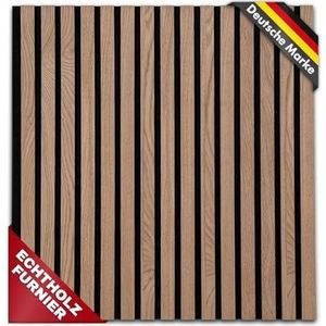 etm Akoestische panelen, 60 x 60 cm, wandpanelen met echt houtfineer, wandbekleding, akoestisch paneel, wandpanelen van vilt, akoestisch vilt (Red Oak)