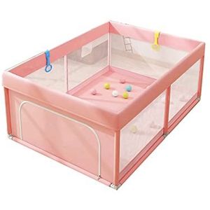 Babybox 47x70x25 inch, babyhek activiteitencentrum met ademend gaas en ritsdeuren, peuter veiligheidsspeelplaats voor binnen en buiten (maat: roze)